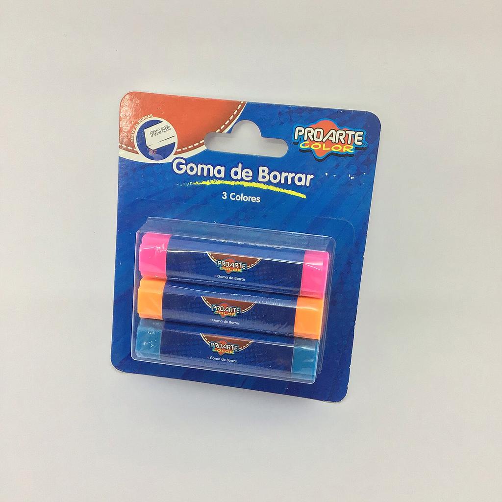 Goma de Borrar Proarte Set 3 Colores 