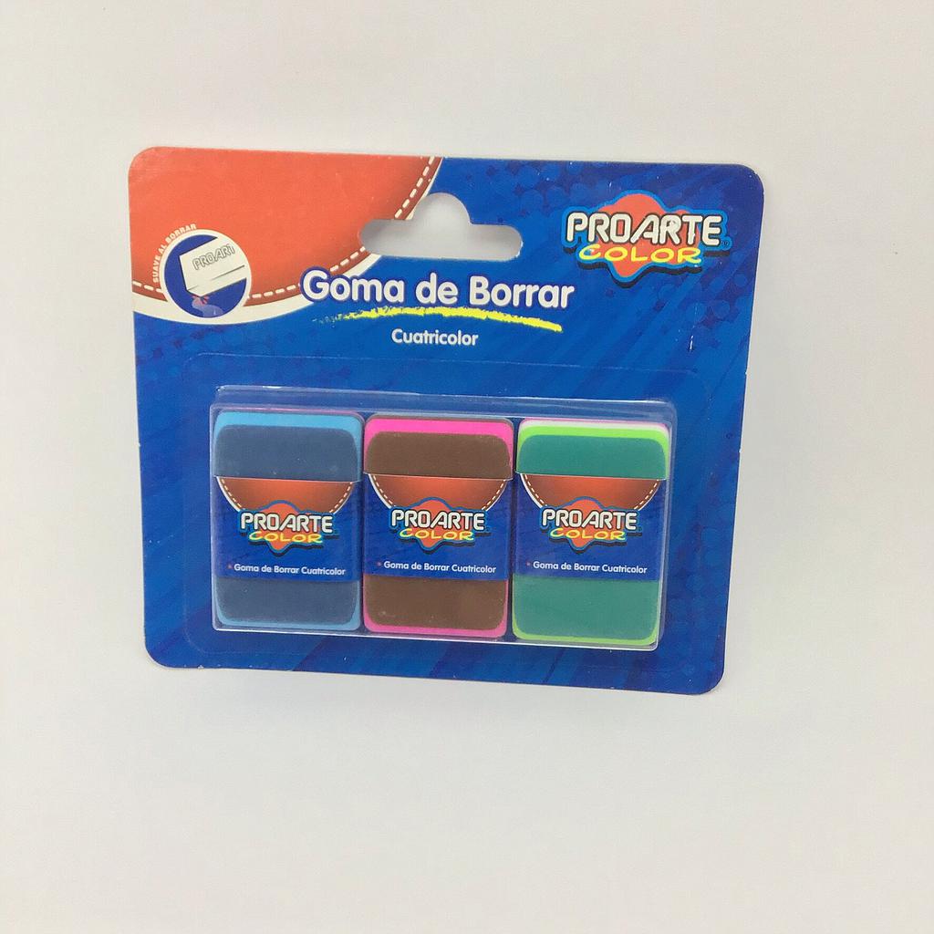 Goma de Borrar Proarte Set Cuatricolor 
